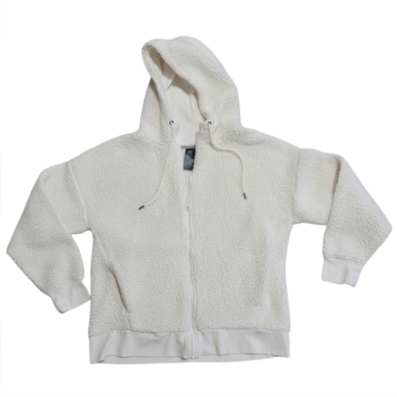 Champion Zip Up Teddy Jacket Cream Color Juniors Size Small - Picture 1 of 7
